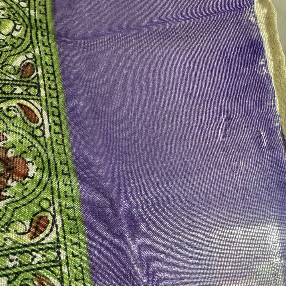 Purple Green Print Scarf 30” square - Picture 3 of 4
